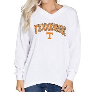 NEW FLYING COLORS APPAREL rib knit v-neck top tennessee tunic in white